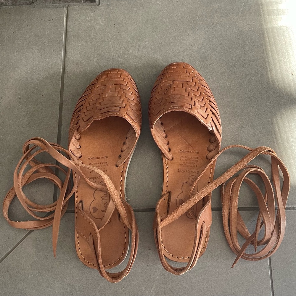 Huarache sandals with ankle straps size 6.5